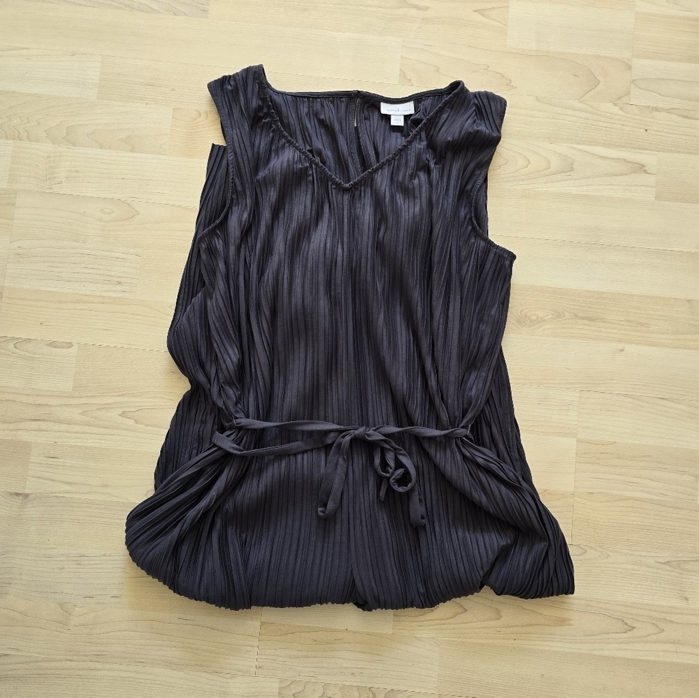J.Jill Pure Elements Pleated Wide Leg Jumpsuit Charcoal Size Large